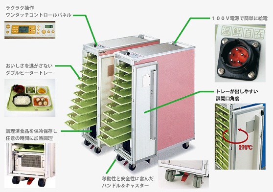 冷蔵機能付き自動再加熱カート