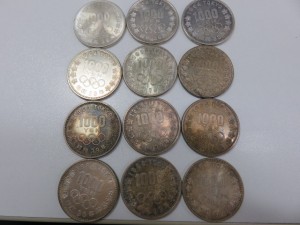 オリンピック1000銀貨　33年10円硬貨