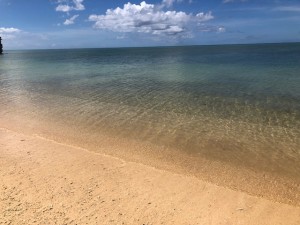 沖縄今帰仁村オンザビーチカフェの目の前にある海
